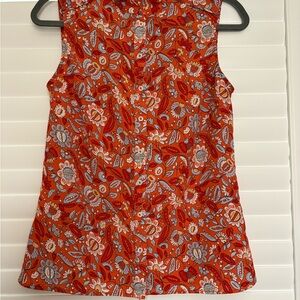 Brooks Brothers Red Sleeveless Blouse with Floral Design